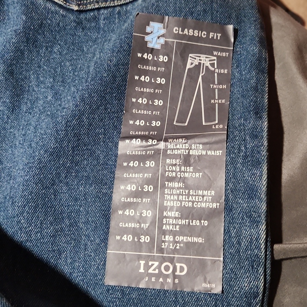 [Izod] Vintage Wash Classic Fit Zip Fly Jeans - Size 40x30 - Picture 9 of 10